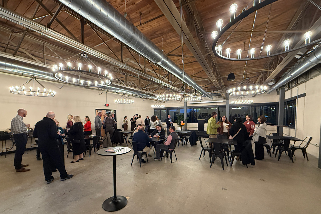 A private party in the Front Room at The Gardens at Queen City Center.